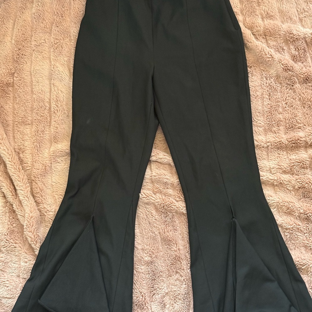 zara ruffle flare pants